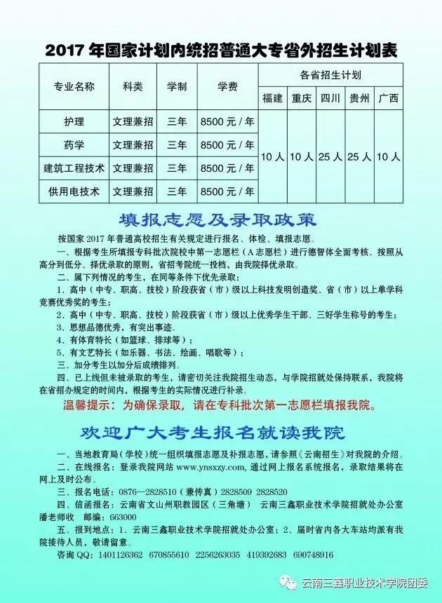招生計劃表和志愿填報